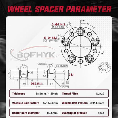 BDFHYK 5x114.3mm Wheel Spacers 1.5 Inch Spacers for Ford Jeep 1966-2014 - size: 1.5 inch 5x4.5", style: Frod Mustang
