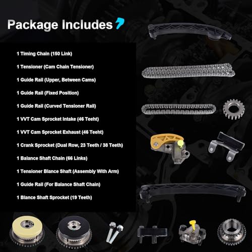 Timing Chain Kit & VVT Sprocket Compatible with 2013-2017 Cadillac ATS CTS, for Chevy Malibu, Camaro, for Buick Regal, 2.0L 2.5L Envision Turbo Engine OE Standard Timing Replacement Kit - color: Cadillac Timing Chain Kit
