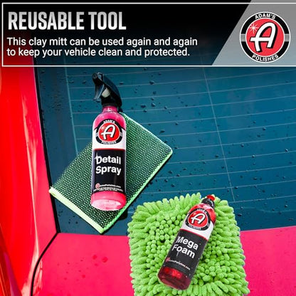 Adam's Clay Mitt Kit (Green) - Car Detailing Clay Bar Kit W/Detail Spray Lubricant for Auto Detail Paint Decon - Quickly Removes Debris from Your Vehicle Exterior Paint, Glass, Wheels, Chrome & More - size: Green - Kit