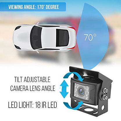 Pyle 7’’ Monitor Vehicle Safety System - Built in 2.4Ghz Antenna Wireless Video Transmitter & Receiver, Waterproof, Single Camera Connectivity with Night Vision, Use for Bus, Truck, Trailer or Van