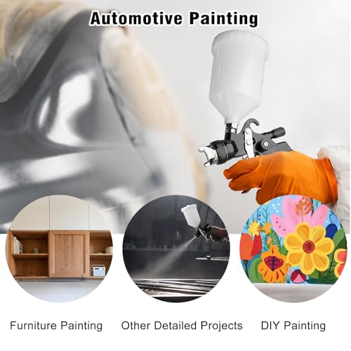 HVLP Spray Gun Kit with 10Pcs 650ML Disposable Paint Cups Car Paint Gun - color: Black
