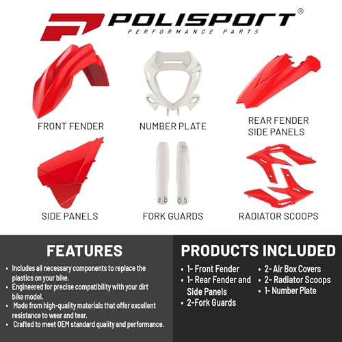 Polisport Motocross MX Replica Plastic Kit - Red/White (2020-2022) - color: Red/White