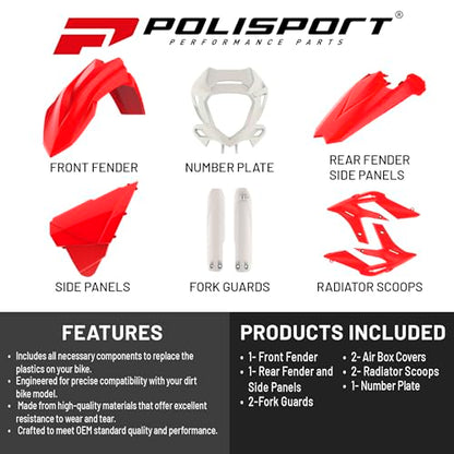 Polisport Motocross MX Replica Plastic Kit - Red/White (2020-2022) - color: Red/White