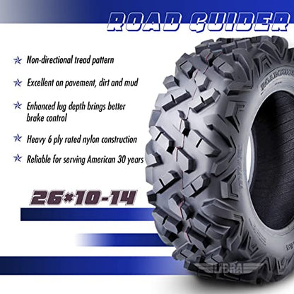 ROADGUIDER Set of 2 ATV UTV Tires 26x10-14 26x10x14 6PR All Terrain 10318 - size: 26x10-14