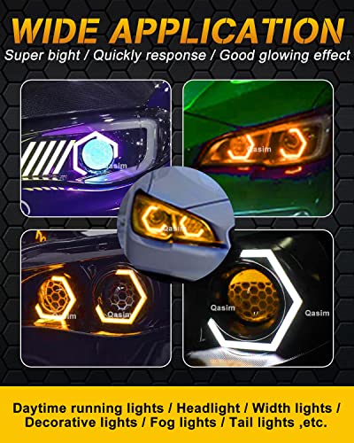 Qasim Hexagon Angel Eyes 70MM White DRL+Amber Turn Signal Light