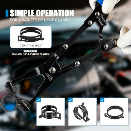 SMOTIVEPRO 3PCS 13in Hose Clamp Pliers Set with 45°/90°/Straight Heads - size: 3pcs Hose Clamp Pliers Set