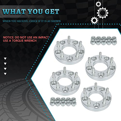IRONTEK 25mm 5x114.3mm Wheel Spacers (1in, 73mm Hub Bore, 12x1.5 Studs) 5x4.5 Wheel Spacers Adapter 25mm FITS Acura RSX NSX CL TSX TL RL for Toyota Rav4 for Chrysler 300M for Hyundai Tiburon 4PCS - size: 1"|5x4.5|4PCS