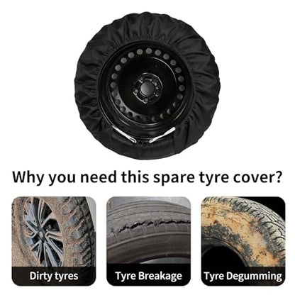 4-Pack RV Tire Covers, Waterproof & UV Resistant Wheel Covers with Windproof Hooks for Trailer, Camper, Truck, SUV & More - Fits Tire‘s Total Diameter 30’’- 32’’/80cm - (Black-L) - size: L-Total Tire Diameter: 30"-32", style: Black