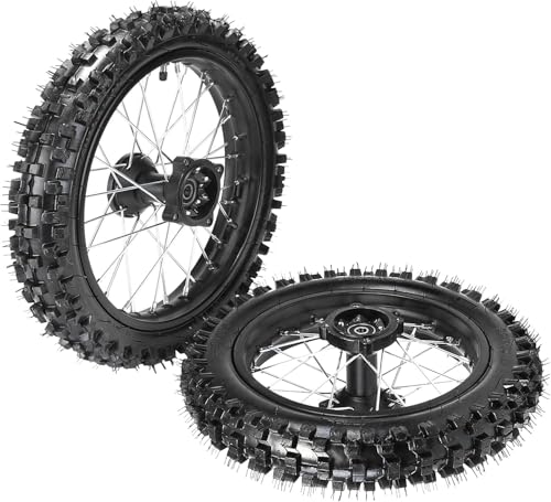 14" 12" Complete Dirt Bike Front and Rear Wheel Kit 60/100-14 80/100-12 Tire Rim Set 12mm Bearing for Pit Bike Motocross Off Road 50cc 70cc 90cc 125cc 140cc SSR Apollo Taotao DB14 DB17 XR70 CRF50 - color: Front 60/100-14 & Rear 80/100-12, size: 12mm Beari