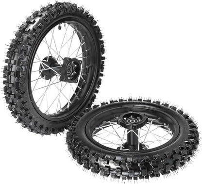 14" 12" Complete Dirt Bike Front and Rear Wheel Kit 60/100-14 80/100-12 Tire Rim Set 12mm Bearing for Pit Bike Motocross Off Road 50cc 70cc 90cc 125cc 140cc SSR Apollo Taotao DB14 DB17 XR70 CRF50 - color: Front 60/100-14 & Rear 80/100-12, size: 12mm Beari