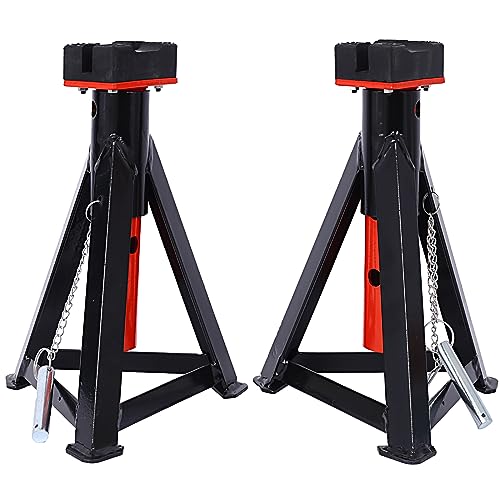 3 Ton Jack Stands Pair Heavy Duty 6000 Lbs Capacity Car Jack Stand with 6 Adjustable Height Positions 12.6"-18.3" Truck Jack Stands for Vehicle Maintenance Automotive Lift Support Black
