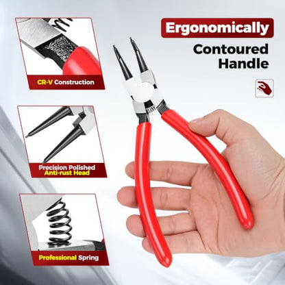 BILITOOLS 4PC 13" Extra Long Snap Ring Pliers Set - size: 13'' Internal & External Snap Ring Pliers Set