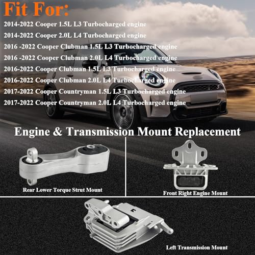 A70061 A70062 A70063 3‑Pcs Engine & Transmission Mount Set