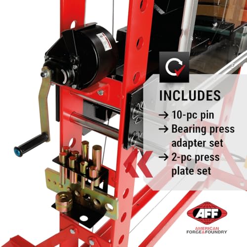 AFF 75 Ton Hydraulic Shop Press - Dual Air Motor, 7-Position Bed Height, Polycarbonate Shield - Super Duty (Multiple Capacities Available) - size: 75 Ton Capacity