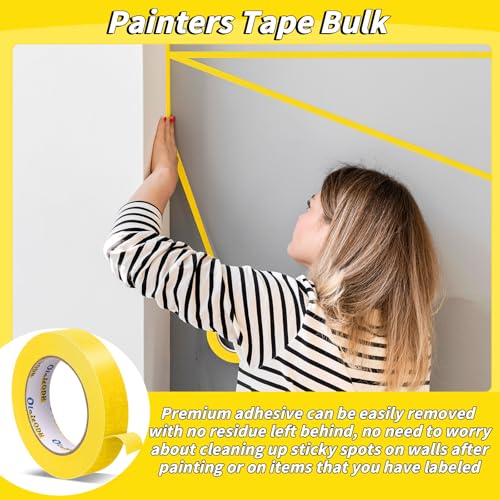 Oleitodh 42 Rolls Yellow Painters Tape 1 Inch x 55 Yards Masking Tape Bulk - color: Yellow, size: 1In x 55Y - 42Pack