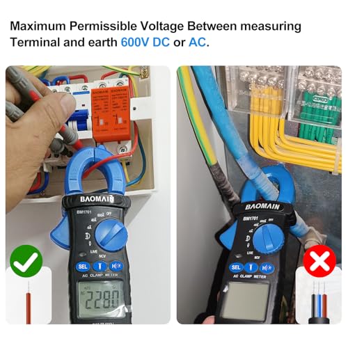 BAOMAIN Digital Clamp Meter 4000 Counts AC Current AC/DC Voltage BM1701