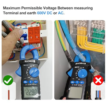 BAOMAIN Digital Clamp Meter 4000 Counts AC Current AC/DC Voltage BM1701
