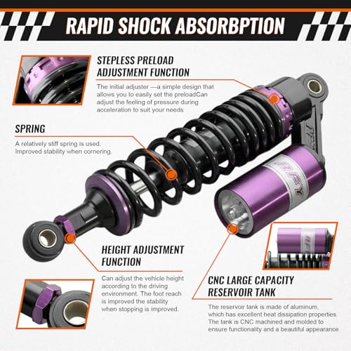 320mm 12.6" Universal Rear Air Shock Absorbers Suspension for HONDA - color: Purple