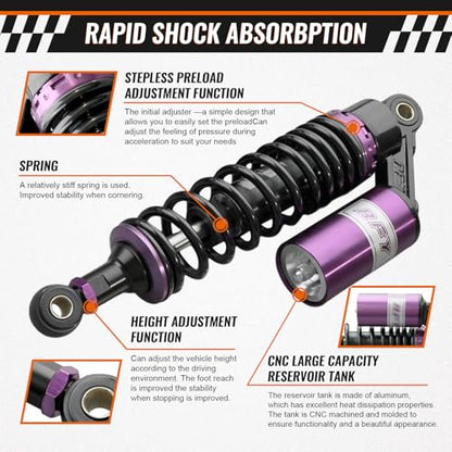 320mm 12.6" Universal Rear Air Shock Absorbers Suspension for HONDA - color: Purple