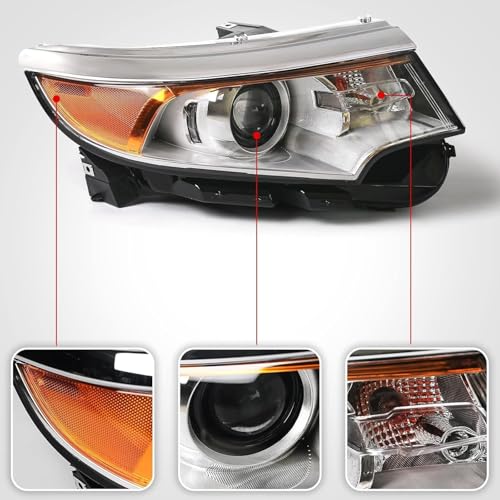 FIONE Headlight Assembly Compatible with Ford Edge 2011 2012 2013 2014 Pair Halogen Replacement Projector Headlamp SE SEL Limited Left Driver & Right Passenger Side - color: Pair/Driver&Passenger
