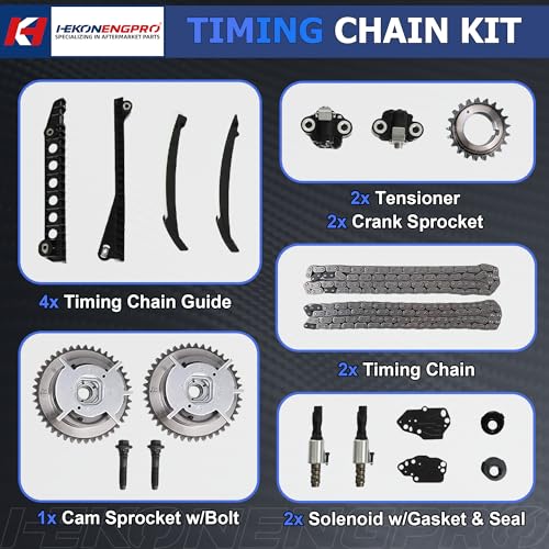 5.4 3V Timing Chain Kit w/Water & Oil Pump VVT & Solenoid for Ford 04-14