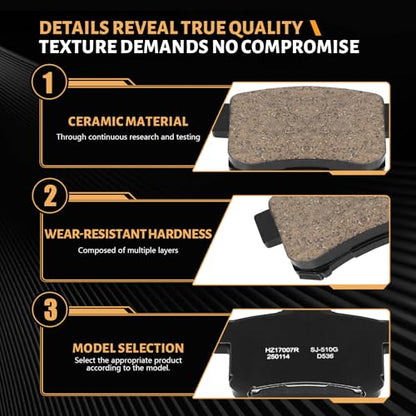 D536 Rear Ceramic Brake Pads Kit Fit For Acura CL 2001-2003, For Legend 1991-1995, For RDX 2007-2012, For RL 1996-2004, For TL 1999-2008, For Honda CR-V 2002-2004, For Element 03-11 - style: HZ536
