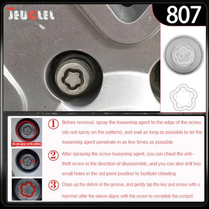 807 Wheel Locking Nut Key for Jeep, ID 29mm Lug Removal Tool - size: 807