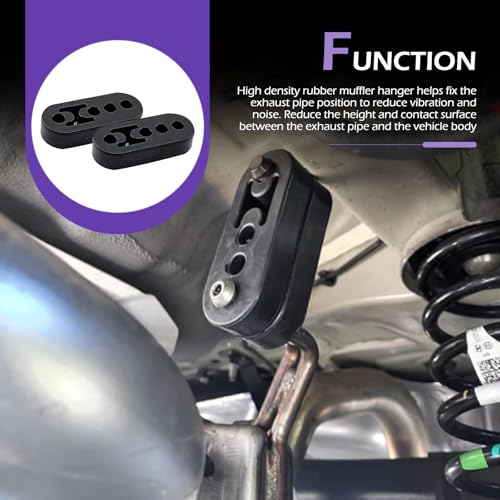 2 PCS Rubber Exhaust Hangers, 4 Holes Adjustable Muffler Hanger, Universal Muffler Exhaust Hanger System, Heavy Insulator Support Bushing Mount, Universal Tailpipe Damping Bracket (Black)