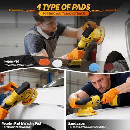 Polisher for Car Detailing to 5500Rpm (Yellow, Upgraded Version) - color: Yellow, Upgraded Version