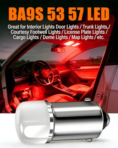 Qasim BA9S LED Bulb 53 57 1895 64111 T4W Red 12V Car Light 10-Pack - color: Red