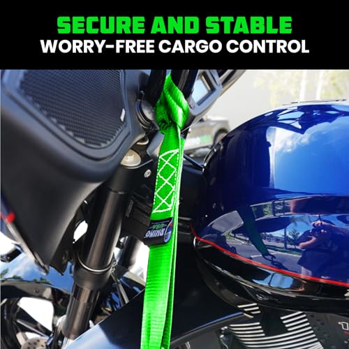 Rhino USA Soft Loop Tie Down Straps (4-Pack) - Motorcycle Handlebar Straps - color: Green 4-Pack