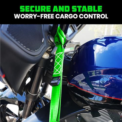 Rhino USA Soft Loop Tie Down Straps (4-Pack) - Motorcycle Handlebar Straps - color: Green 4-Pack