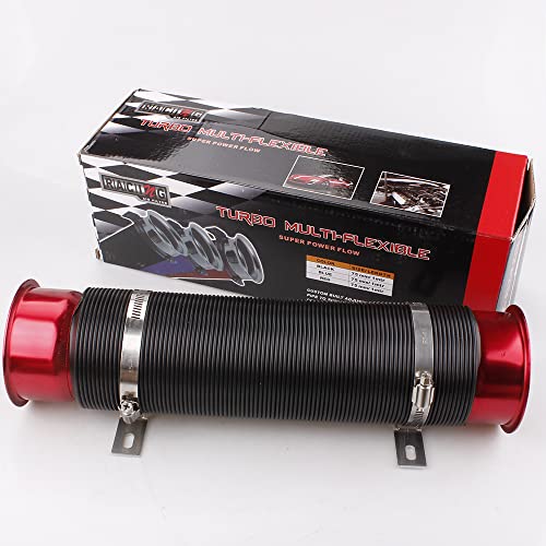 BARTOO 3" Turbine Intake Pipe Adjustable Cold Air Intake Pipe Tube Red - color: Red