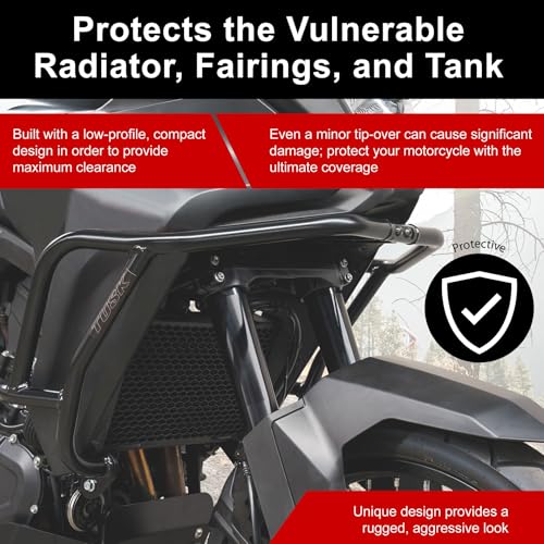 Tusk Crash Bars – Black Engine Guards and Protection for Adventure and Touring Motorcycles - Compatible with Honda Transalp XL750 2025