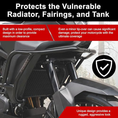 Tusk Crash Bars – Black Engine Guards and Protection for Adventure and Touring Motorcycles - Compatible with Honda Transalp XL750 2025