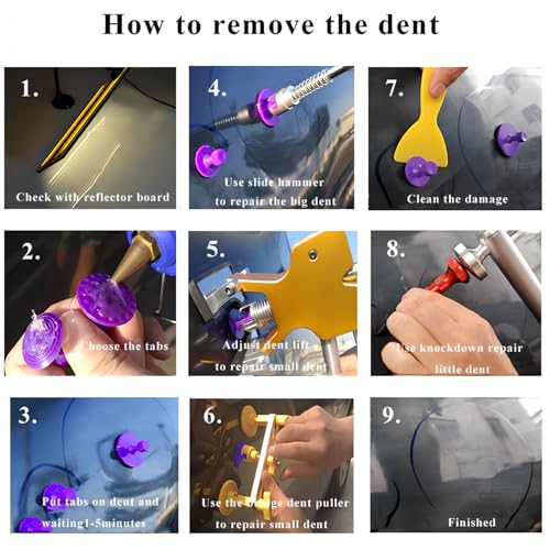 GLISTON DIY Paintless Dent Repair Kit 89pcs Dent Puller Tools Slide Hammer for Car Hail Damage Dent & Ding Remover