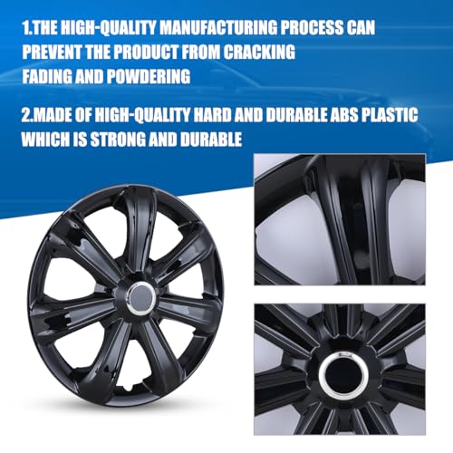 ROXX Black Lacquer Hubcaps Wheel Covers, Universal Wheel Covers Guards - color: 5088(Black Lacquer), size: 14 INCH