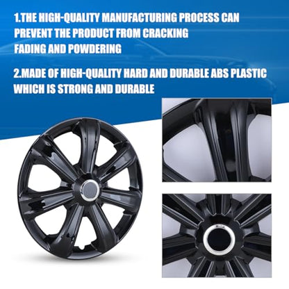 ROXX Black Lacquer Hubcaps Wheel Covers, Universal Wheel Covers Guards - color: 5088(Black Lacquer), size: 14 INCH