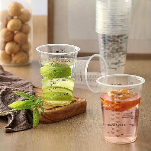 20pcs 8oz Graduated Clear Plastic Measuring Mixing Cups with 20pcs Wooden Stirring Sticks for Mixing Paint, Pigments, Epoxy Resins