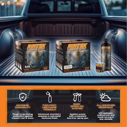 LAUCO Rintek Urethane Spray 1 Gallon Tintable Bedliner Coating, Heavy-Duty Polyurethane Protective Truck Bed Liner Paint, Waterproof Anti-Slip Impact-Resistant Automotive Coating 95124 - style: Tintable – No Gun