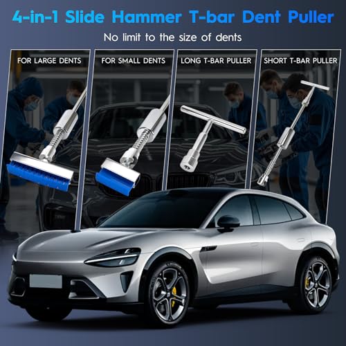 Car Dent Puller Kit, Paintless Car Dent Repair Kit with Lifter, 2 in 1 Slide Hammer & Suction Cup, Dent Puller Kit Auto Body Dent Remove Tool for Auto Body Dents, Hail Damage, Door Dings