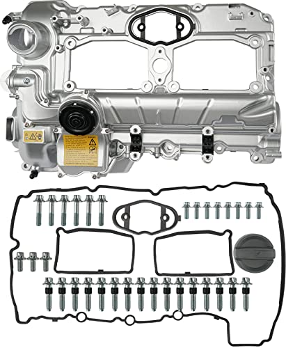 Upgrade Aluminum N20 Engine Valve Cover Kit with Gasket, Bolts & Oil Filler Cap Compatible with 2012-2018 BMW 228i 320i 328i 328i GT xDrive 428i 528i X1 X3 X4 X5 Z4 L4 2.0L Part# 11127588412 264-517 - color: Aluminum Painted Silver
