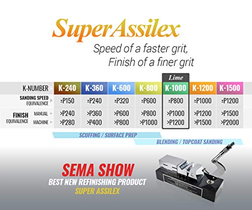 Super Assilex Flexible Sanding Sheets Job-PAK, Lime K-1000, U191-2507, 4 Sheets + 1 M Hand Pad for Half Sheets - color: K-1000 Lime, size: w/ Half-sheet M Pad