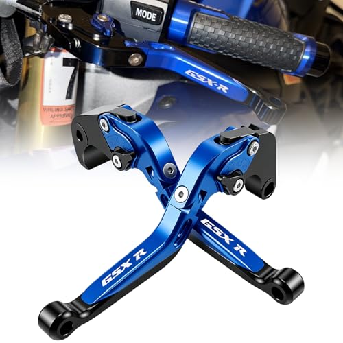 Brake Clutch Lever Set for Suzuki GSX‑R, Adjustable Levers(Blue) - color: Blue