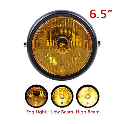 Universal Motorcycle 6 1/2" Amber Headlight + Headlamp Cover Mesh Grill Cafe Racer Bobber - color: Amber+Mesh