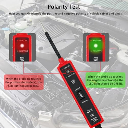 Circuit Tester Tool, 6-24V DC, Test Light with Short Circuit Detection, Polarity Identifier, Continuity Testing (Green) - color: Green