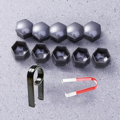 Gebildet 24pcs Wheel Nut Cap 17mm Wheel Bolt Nut Caps Covers, Hexagonal Tire Nut Covers with Removal Tool Set for Cars(Gray) - color: Grey