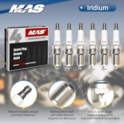 MAS Set of 6 Ignition Coil Pack UF303 & MAS Iridium Spark Plugs Compatible with 2002 2003 2004 2005 Chevy Trailblazer Envoy XL XUV Ascender Bravada 4.2 L6 UF-303 C1395 - style: DQ50164x6 & MAS Spark Plugs x6