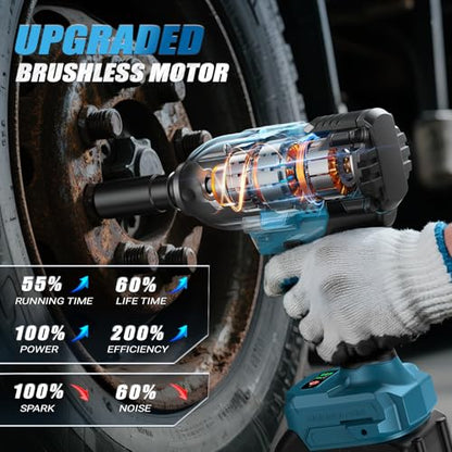1/2" Cordless Impact Wrench, 1600N.m High Torque Power Impact Gun