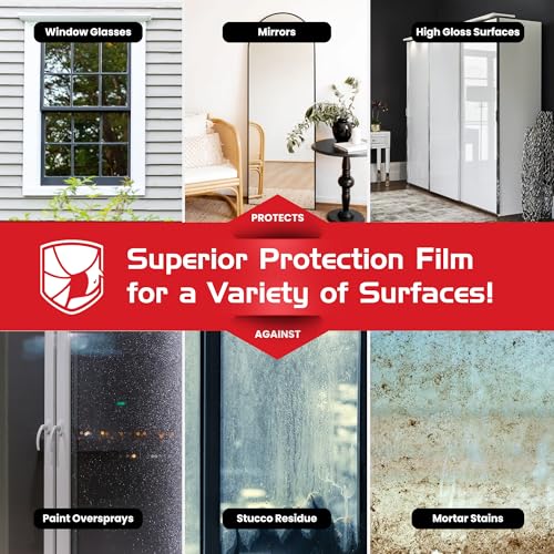 ArmorDillo Blue Window Protection Film 6" x 200' | 14.68 per roll (10 Rolls- 1 case), Surface Protection | Temporary Self-Adhesive Glass Covering, Window Masking, 45-Day UV Resistant Construction Wrap - size: 6" x 200' (10 Rolls)